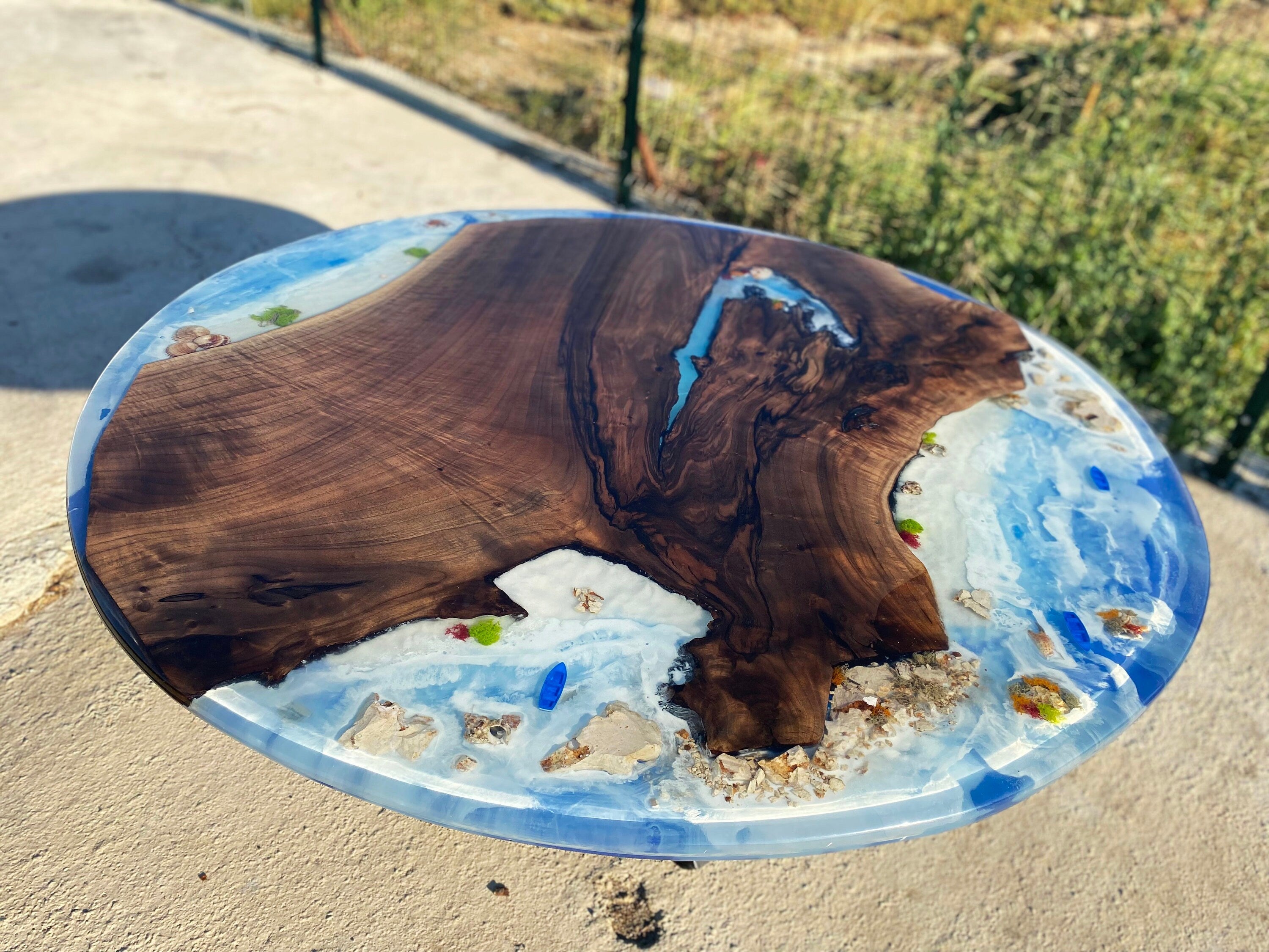 Round Epoxy Table Ocean