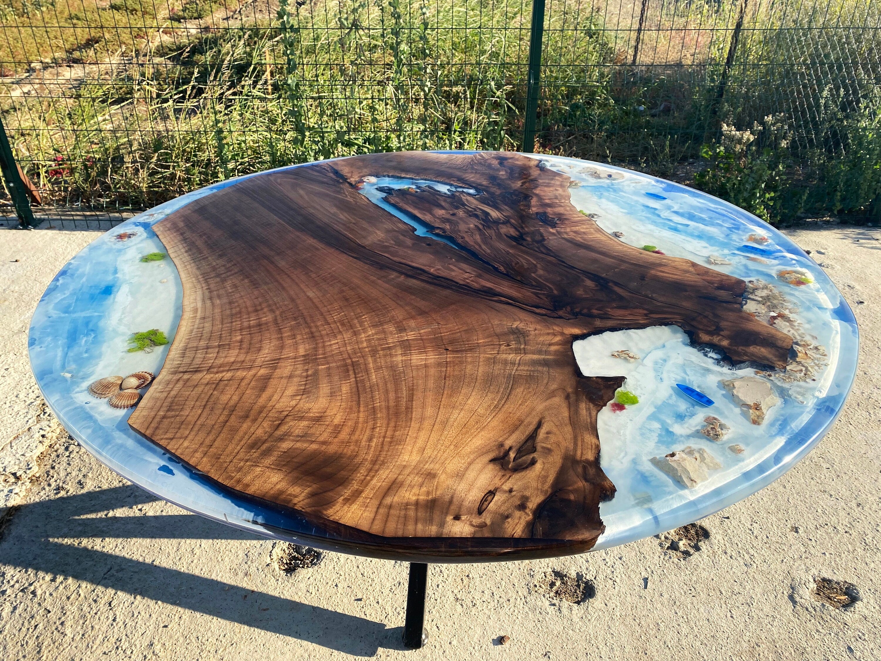 Round Epoxy Table Ocean