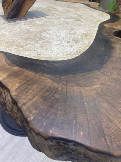 Live Edge Walnut wood With marble design