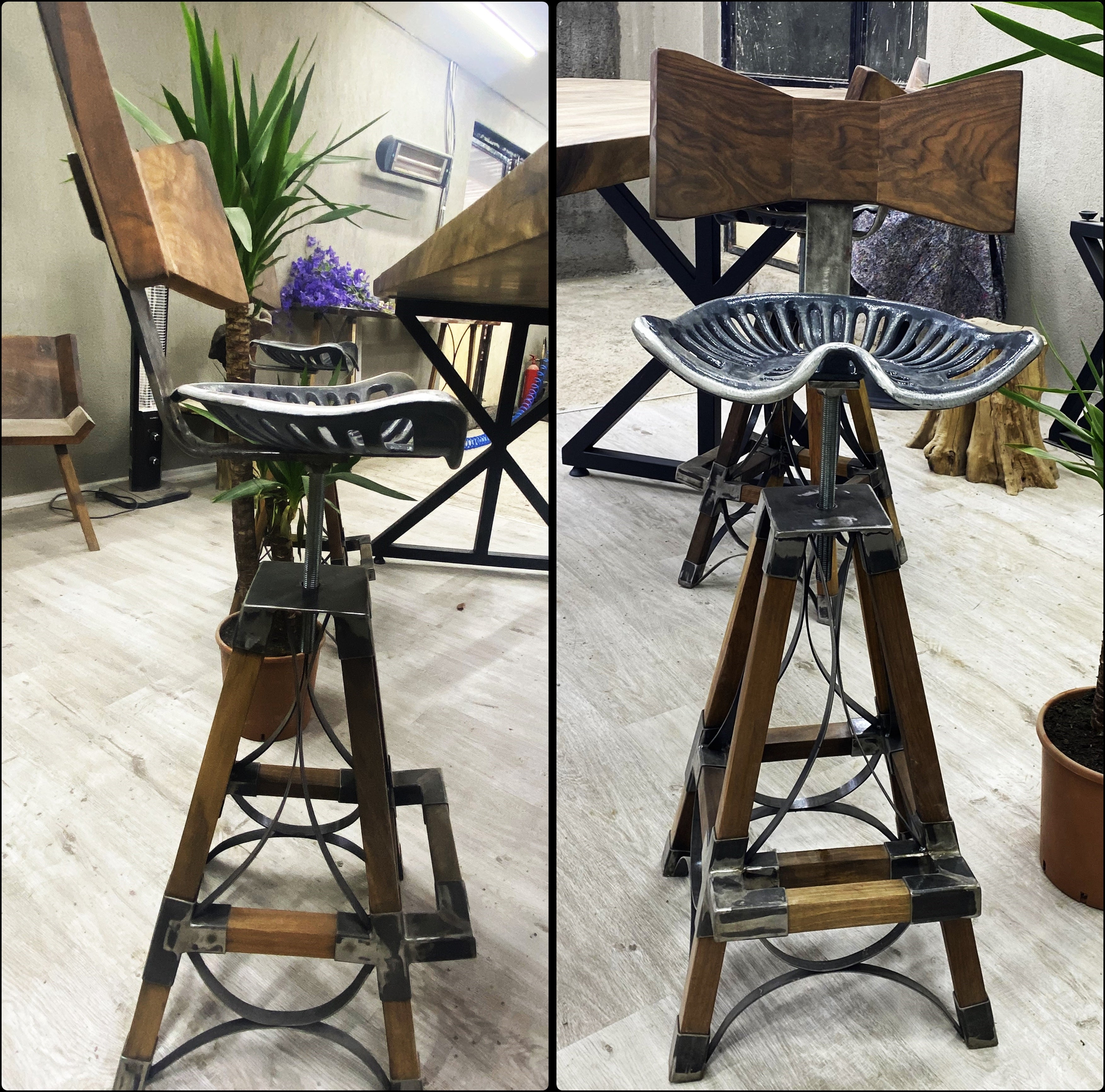 RUSTIC BAR TABLE AND BAR CHAIRS