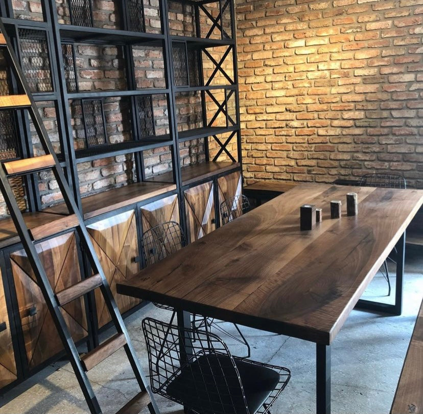 Walnut table and online bench