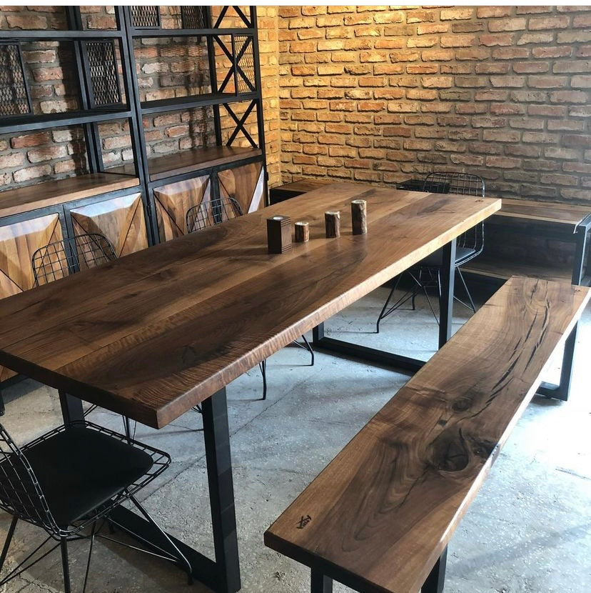 WALNUT TABLE WITH BENCH Sophisticated